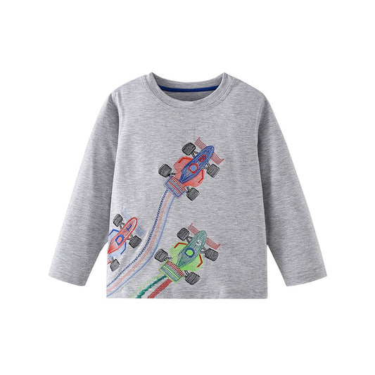 Kids Boys Cartoon Print Crew Neck Long Sleeves Top