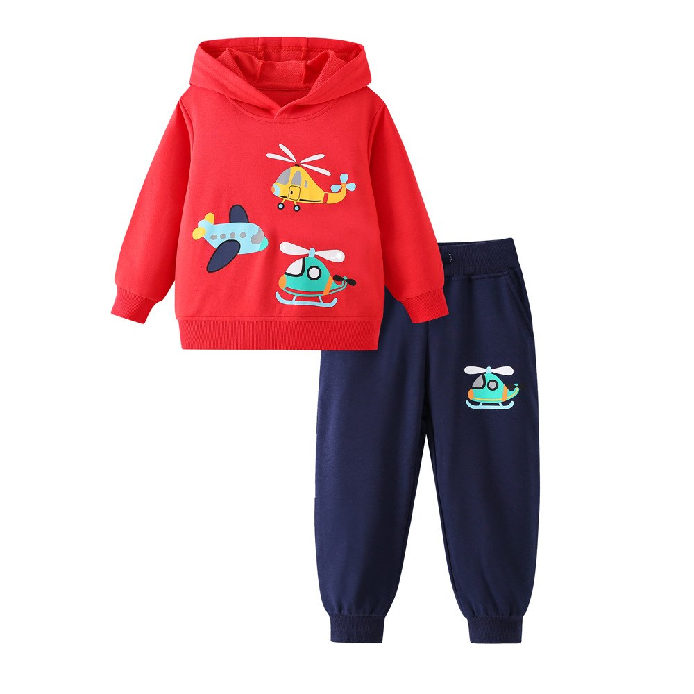 Baby Kids Boys Cartoon Pattern Long Sleeves Hoodie and Pants 2-piece Clothing Set