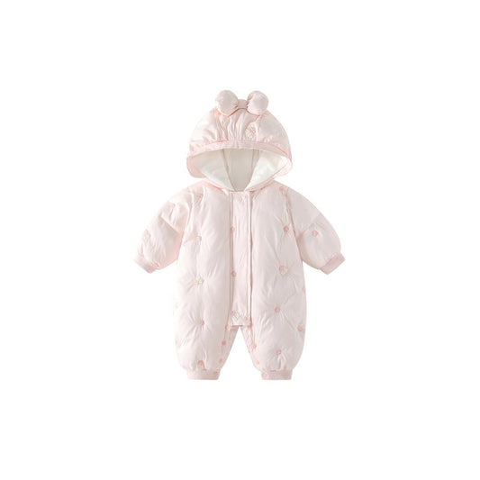 Baby Girls Flowers Pattern Cotton-Padded Romper