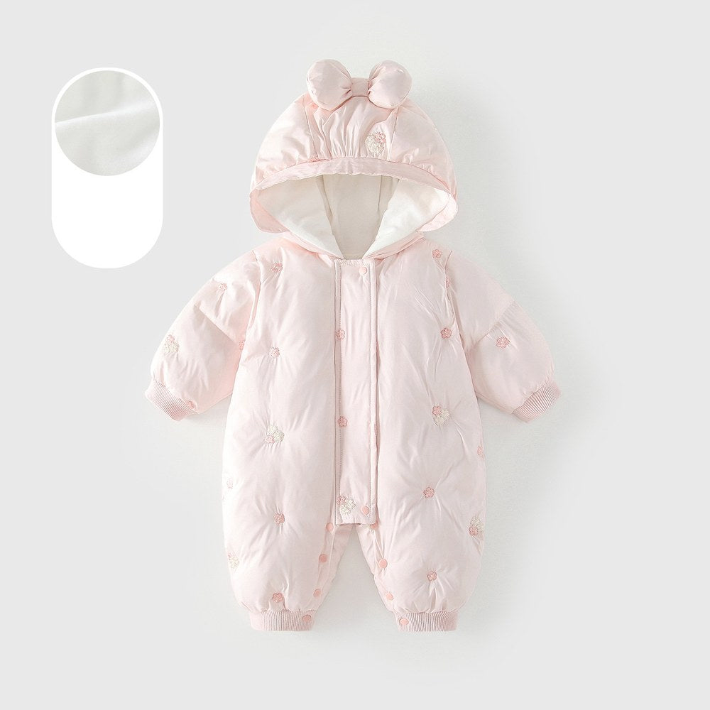 Baby Girls Flowers Pattern Cotton-Padded Romper