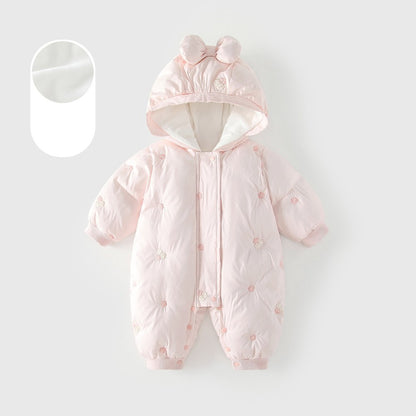 Baby Girls Flowers Pattern Cotton-Padded Romper