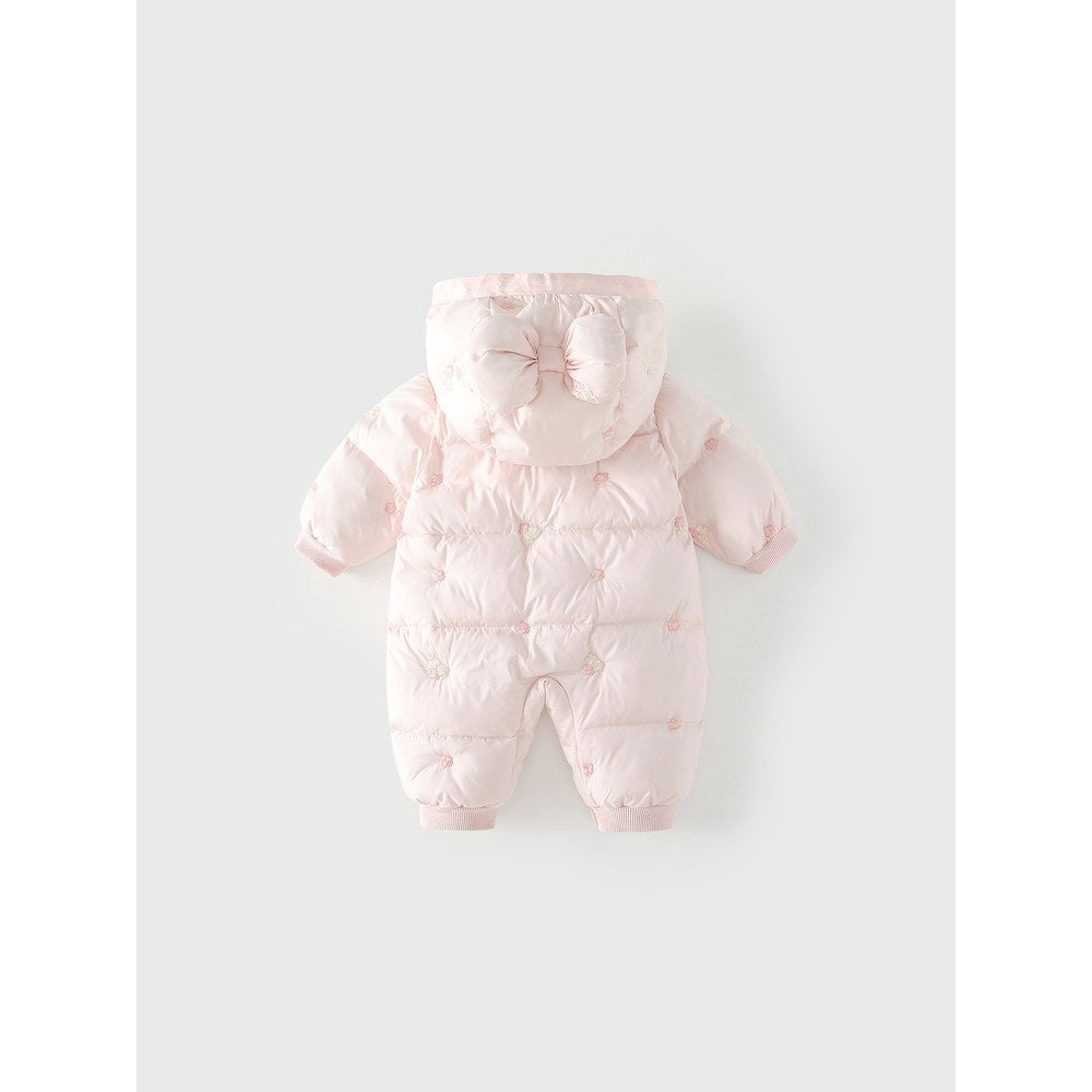 Baby Girls Flowers Pattern Cotton-Padded Romper