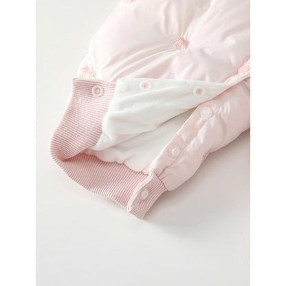 Baby Girls Flowers Pattern Cotton-Padded Romper