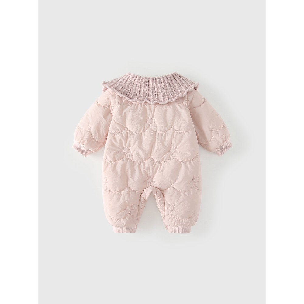 Baby Girls Ruffle Collar Cotton-Padded Romper