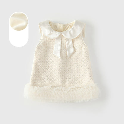 Baby Kids Girls Geometric Pattern Sleeveless Wear-Outside Dress Vest