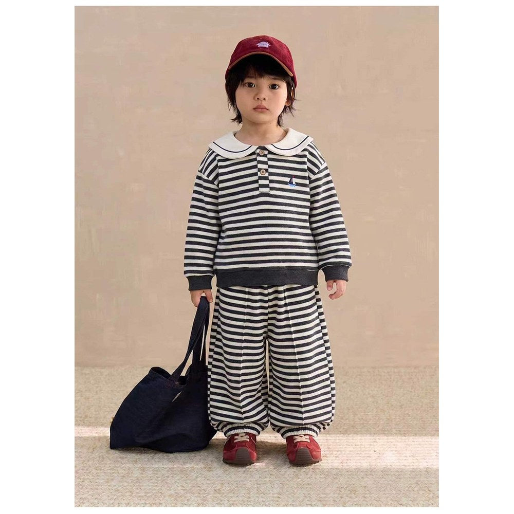 Baby Kids Long Sleeves Striped Pattern Top and Pants 2-piece Clothing Set