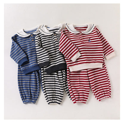 Baby Kids Long Sleeves Striped Pattern Top and Pants 2-piece Clothing Set