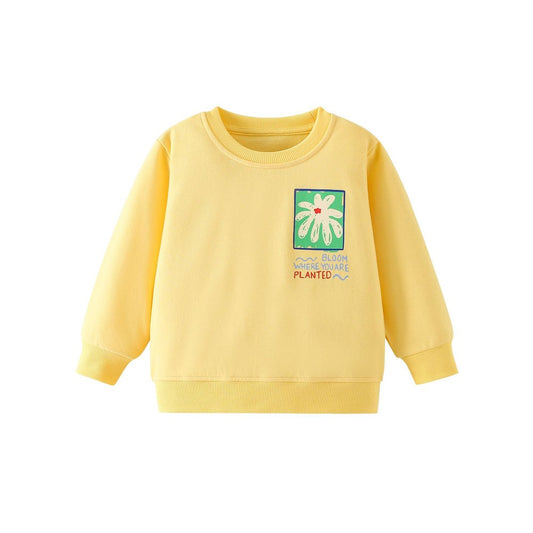 Kids Girls Cartoon and Letters Print Crew Neck Long Sleeves Sweatshirt