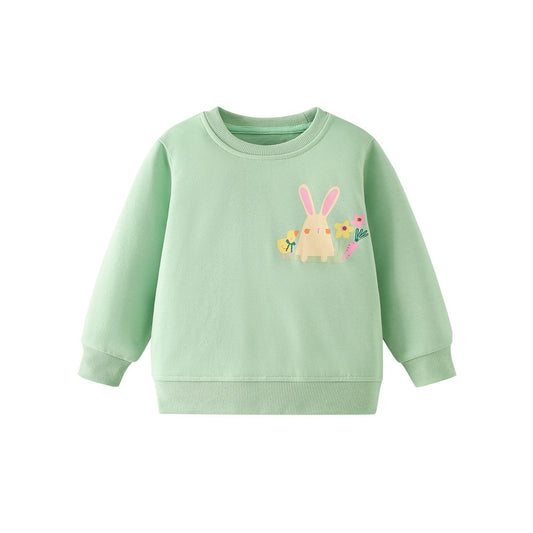 Kids Girls Cartoon Print Crew Neck Long Sleeves Sweatshirt