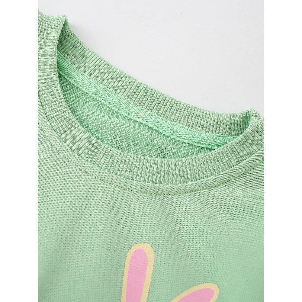 Kids Girls Cartoon Print Crew Neck Long Sleeves Sweatshirt