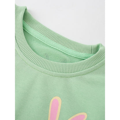 Kids Girls Cartoon Print Crew Neck Long Sleeves Sweatshirt