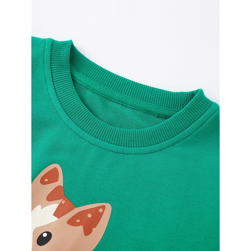 Kids Girls Animals Cartoon Print Crew Neck Long Sleeves Sweatshirt