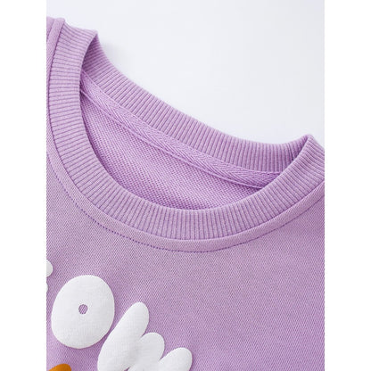 Kids Girls Animals Cartoon Print Crew Neck Long Sleeves Sweatshirt