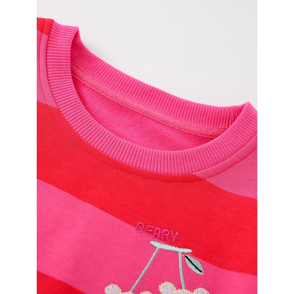 Kids Girls Striped Pattern Crew Neck Long Sleeves Sweatshirt