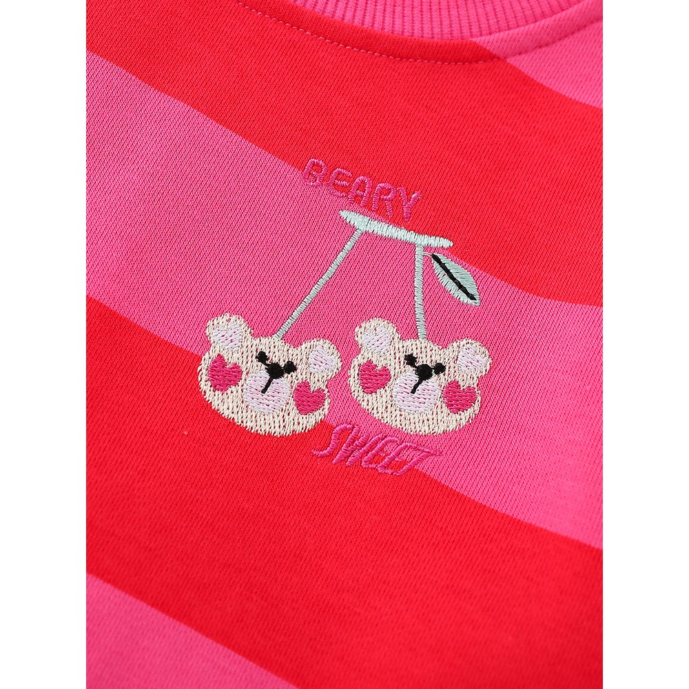 Kids Girls Striped Pattern Crew Neck Long Sleeves Sweatshirt
