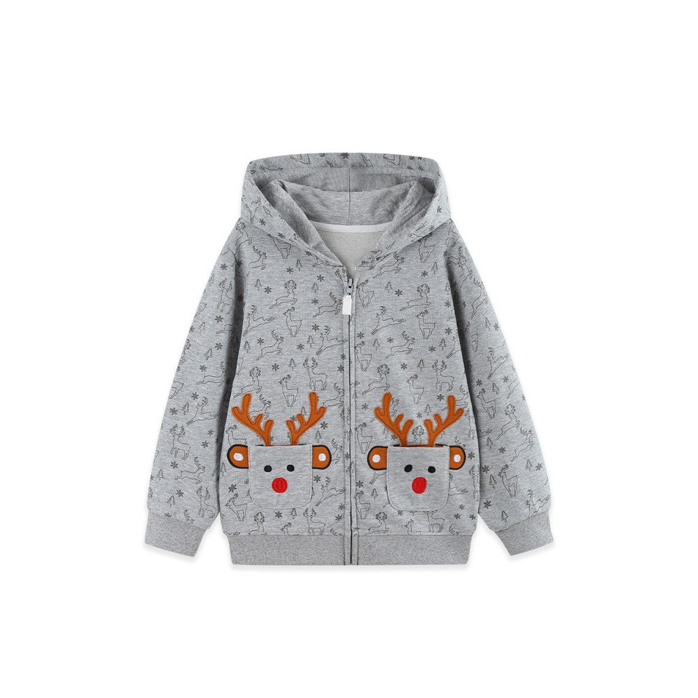 Baby Kids Girls Christmas Cartoon Pattern Hooded Coat