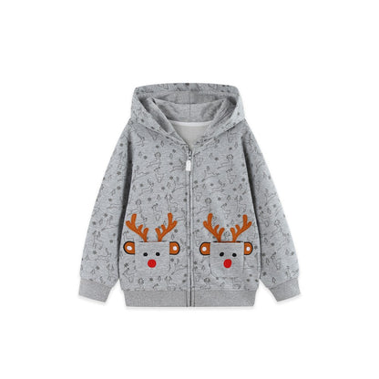 Baby Kids Girls Christmas Cartoon Pattern Hooded Coat