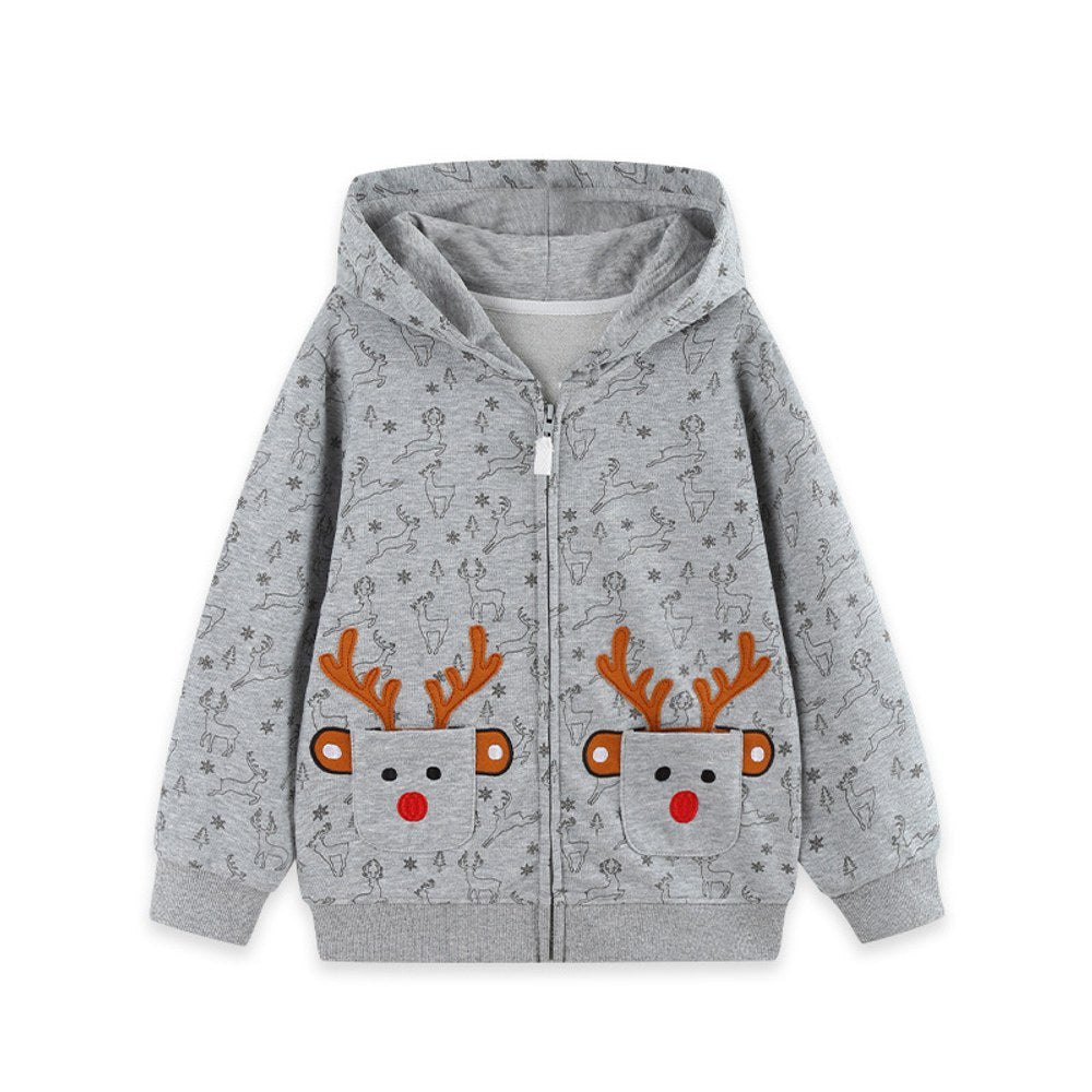Baby Kids Girls Christmas Cartoon Pattern Hooded Coat