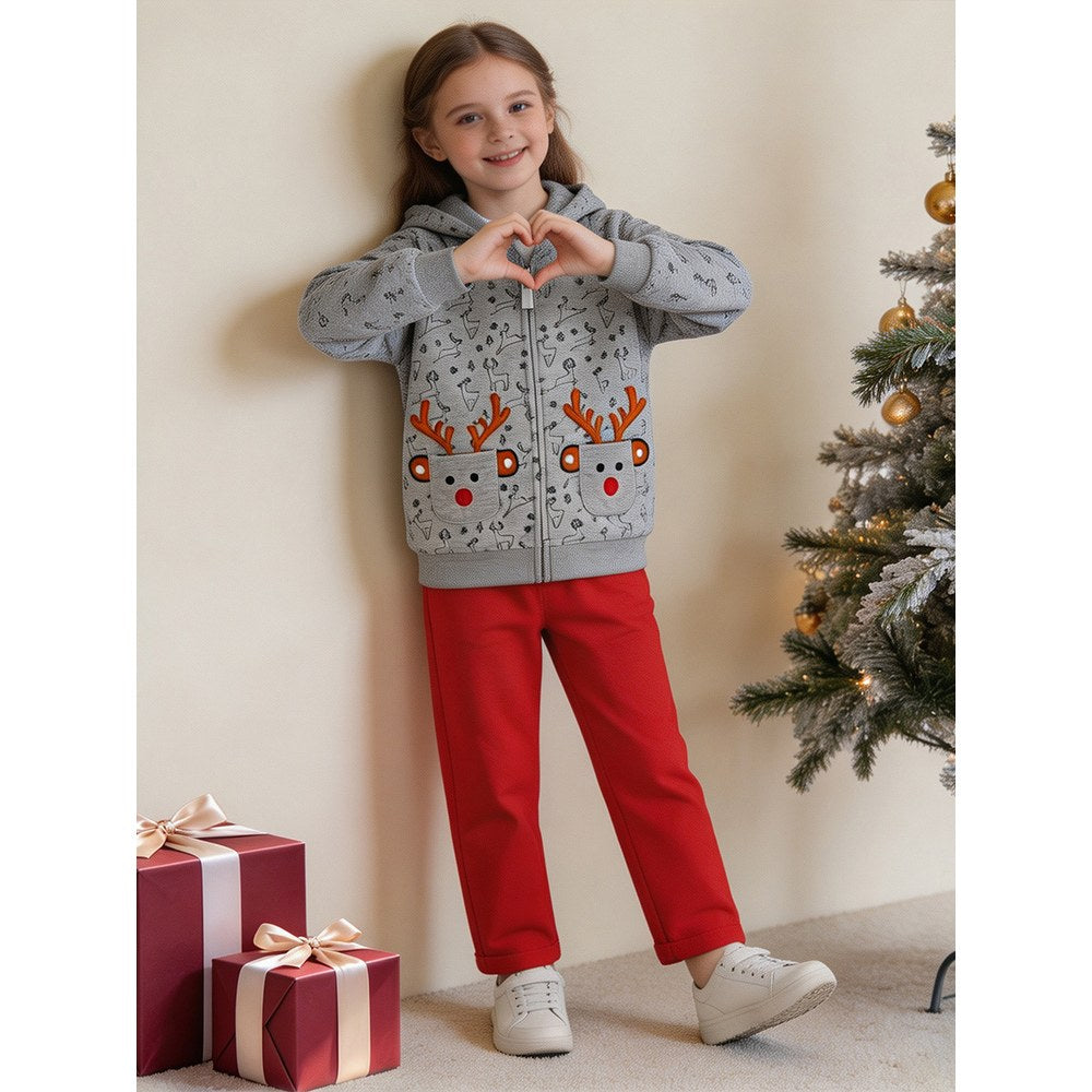 Baby Kids Girls Christmas Cartoon Pattern Hooded Coat