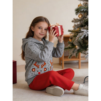 Baby Kids Girls Christmas Cartoon Pattern Hooded Coat