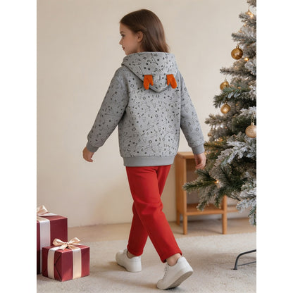 Baby Kids Girls Christmas Cartoon Pattern Hooded Coat