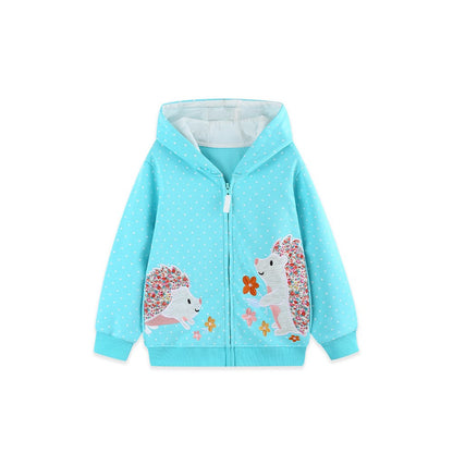 Baby Kids Girls Animals Cartoon Pattern Hooded Coat