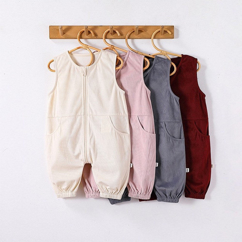 Baby Kids Unisex Sleeveless Corduroy Rompers