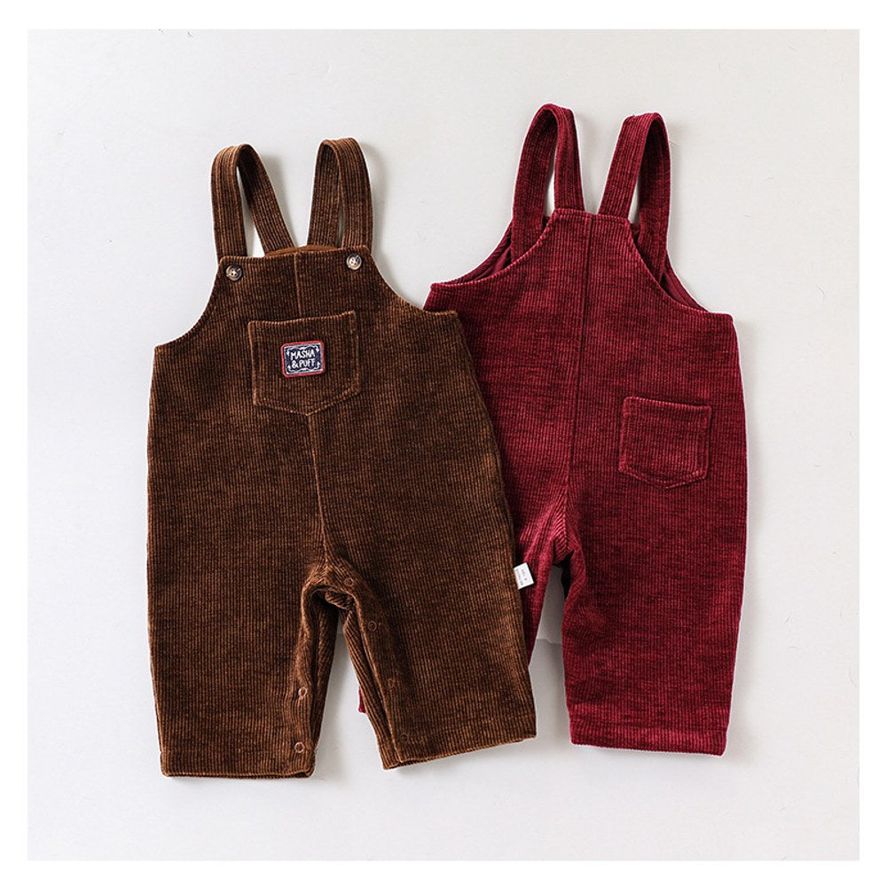 Baby Kids Unisex Sleeveless Corduroy Strap Rompers Overalls