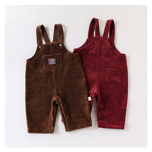 Baby Kids Unisex Sleeveless Corduroy Strap Rompers Overalls