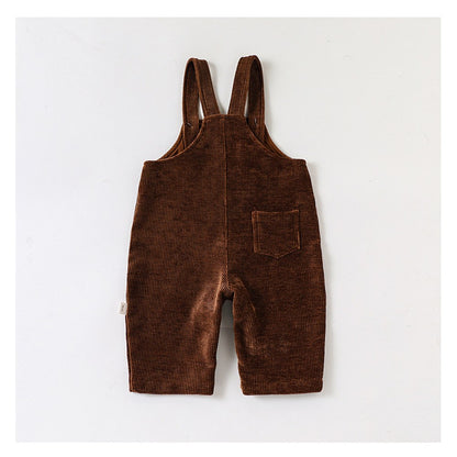Baby Kids Unisex Sleeveless Corduroy Strap Rompers Overalls