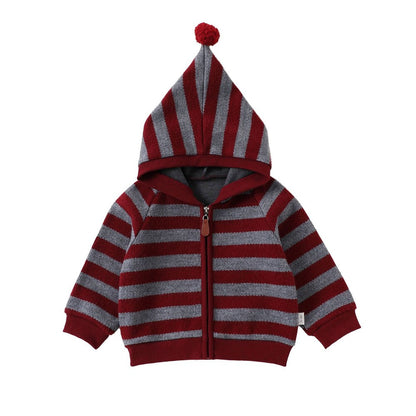 Baby Kids Striped Pattern Hooded Coat