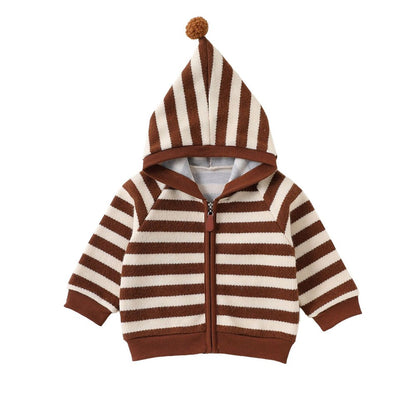 Baby Kids Striped Pattern Hooded Coat