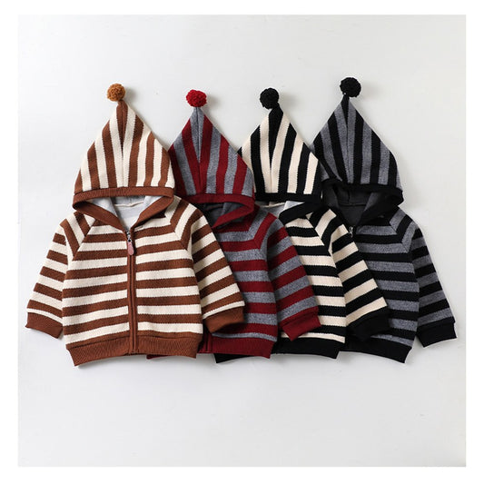 Baby Kids Striped Pattern Hooded Coat