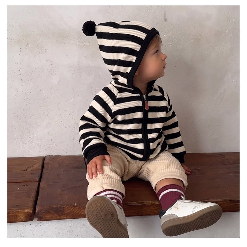 Baby Kids Striped Pattern Hooded Coat