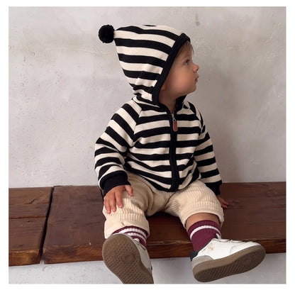 Baby Kids Striped Pattern Hooded Coat