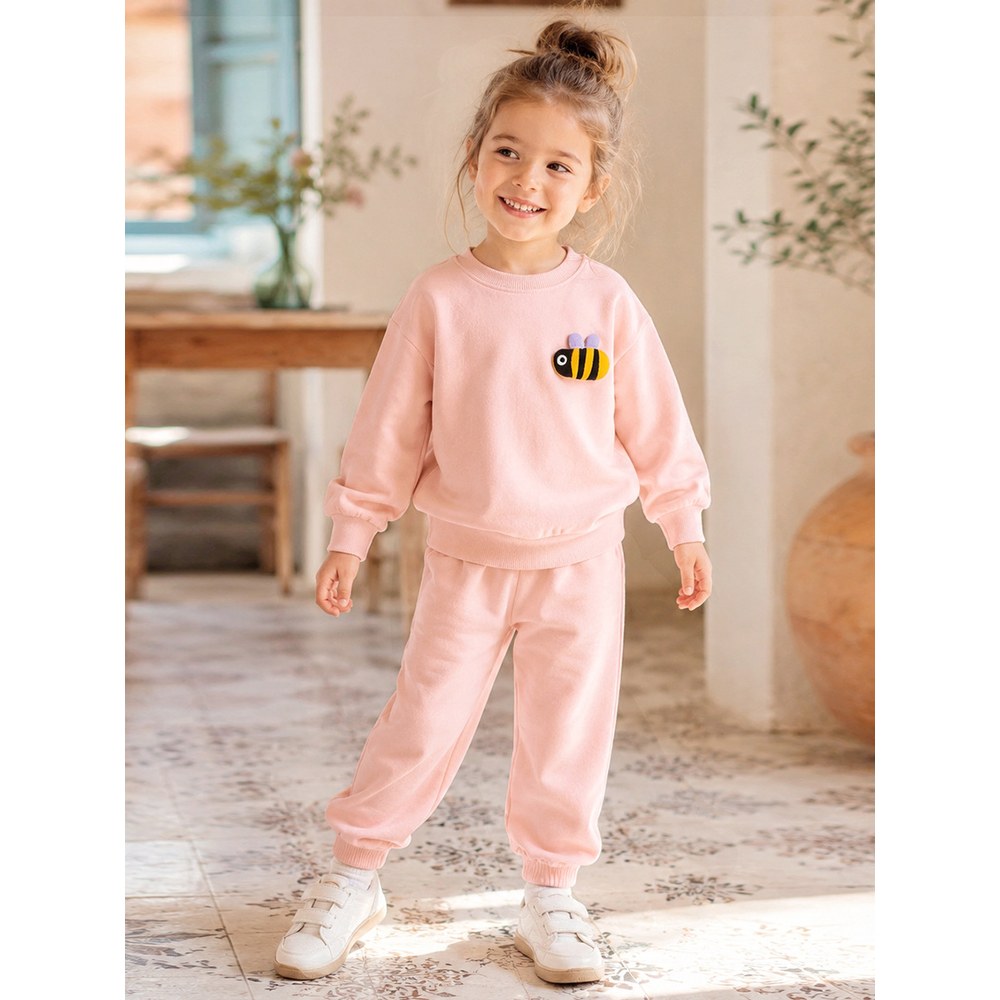 Baby Kids Girls Cartoon Pattern Long Sleeves Pullover and Pants 2-piece Clothing Set