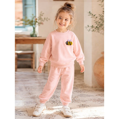 Baby Kids Girls Cartoon Pattern Long Sleeves Pullover and Pants 2-piece Clothing Set