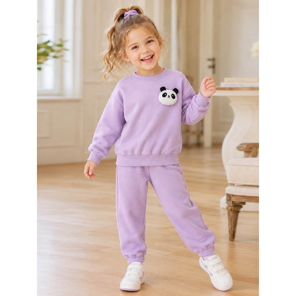 Baby Kids Girls Cartoon Pattern Long Sleeves Pullover and Pants 2-piece Clothing Set