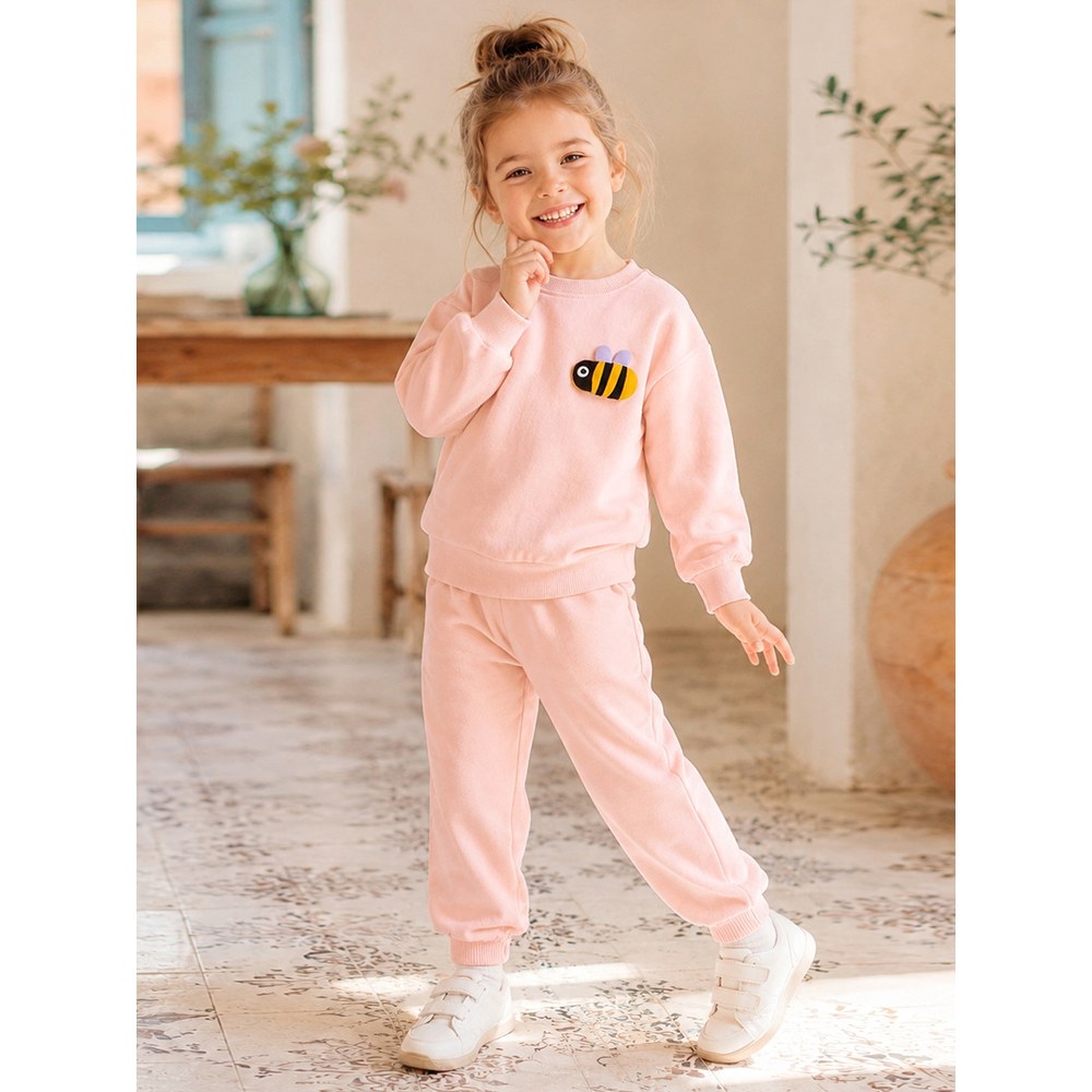 Baby Kids Girls Cartoon Pattern Long Sleeves Pullover and Pants 2-piece Clothing Set