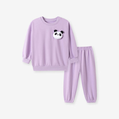 Baby Kids Girls Cartoon Pattern Long Sleeves Pullover and Pants 2-piece Clothing Set
