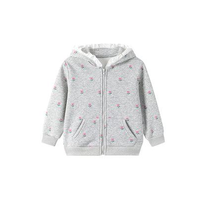 Baby Kids Girls Flowers Pattern Fleece-lined Coat