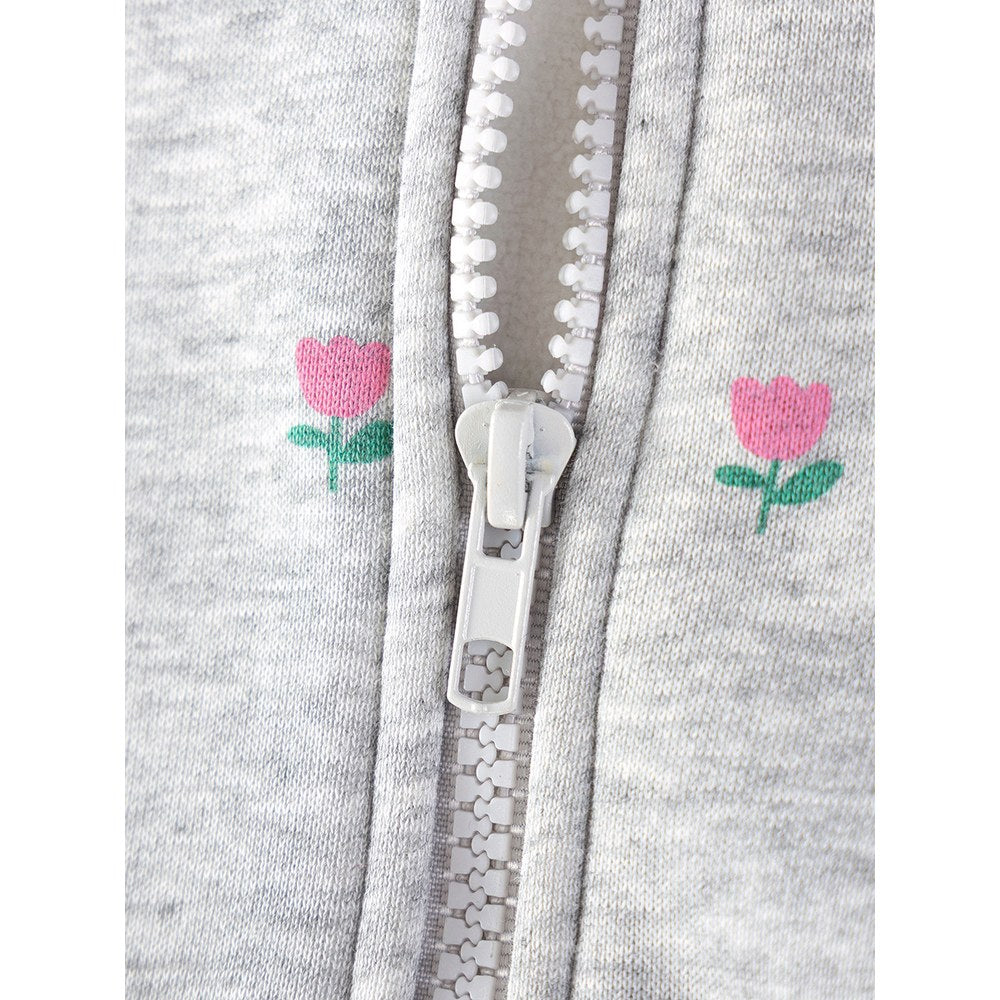 Baby Kids Girls Flowers Pattern Fleece-lined Coat
