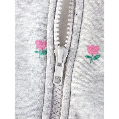 Baby Kids Girls Flowers Pattern Fleece-lined Coat