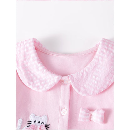 Baby Kids Girls Princess Plaid Pattern Long Sleeves Peter Pan Collar Dress