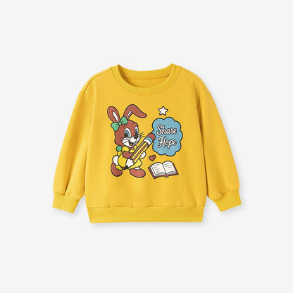 Baby Kids Girls Long Sleeves Cartoon Pattern Pullover