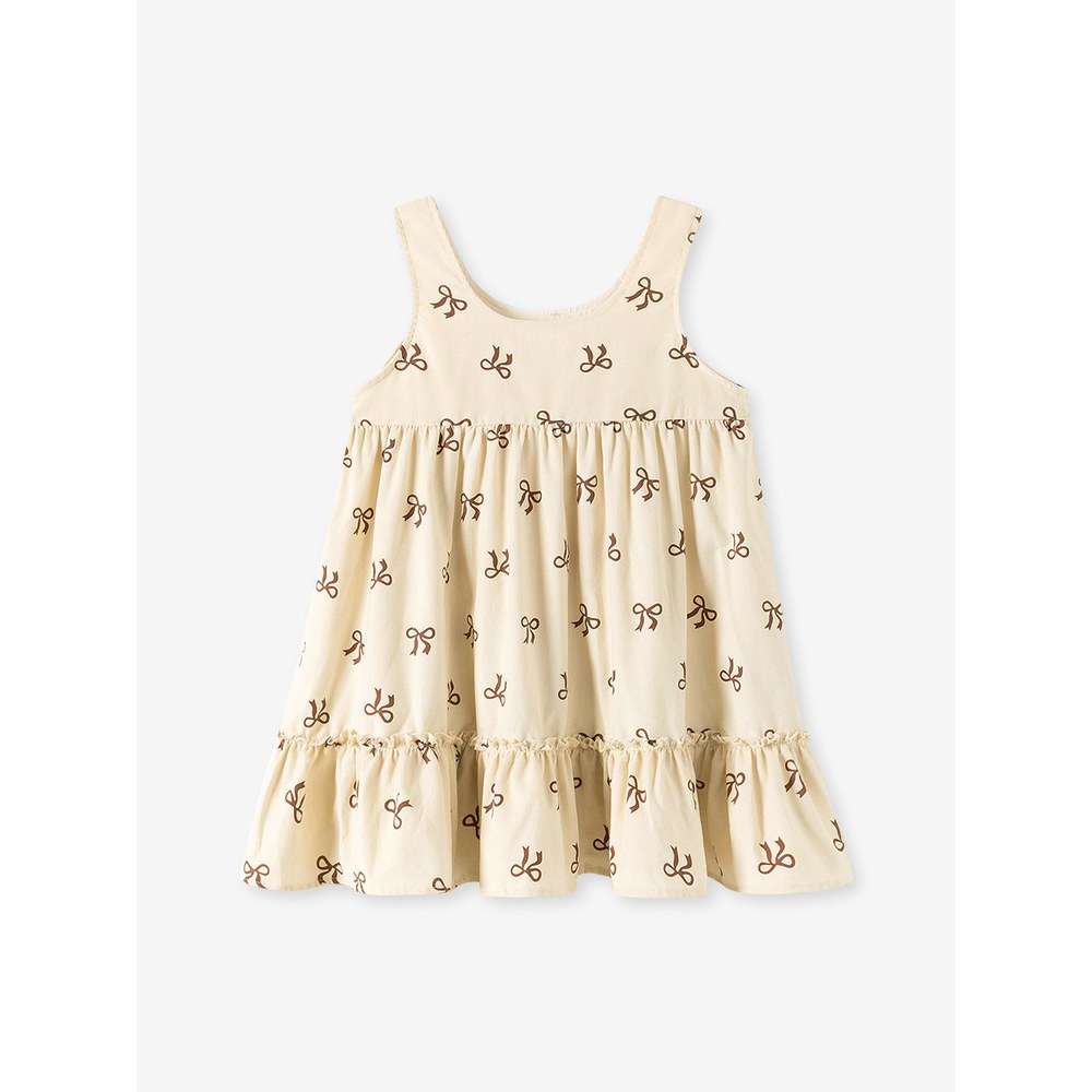 Baby Kids Girls Butterfly-bows Pattern Sleeveless Dress and Solid Color Top 2-piece Clothing Set