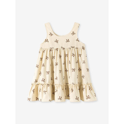 Baby Kids Girls Butterfly-bows Pattern Sleeveless Dress and Solid Color Top 2-piece Clothing Set