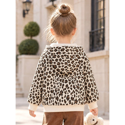 Baby Kids Girls Cartoon Pattern Hooded Leopard Coat