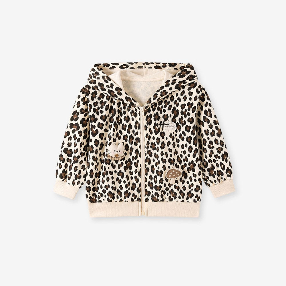 Baby Kids Girls Cartoon Pattern Hooded Leopard Coat