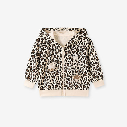 Baby Kids Girls Cartoon Pattern Hooded Leopard Coat